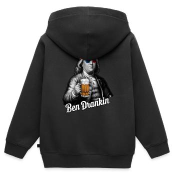 Ben Drankin 4 juillet Franklin Benjamin États-Unis - Sweat Premium à capuche zippé enfant bio - noir - Dos - AI Model Kid Male (0cm)