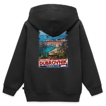 Kroatien Kroatien Reisen Sommer Kroatien Dubrovnik - Kinder Premium Organic Zip Hoodie - Schwarz - Hinten - AI Model Kid Male (0cm)
