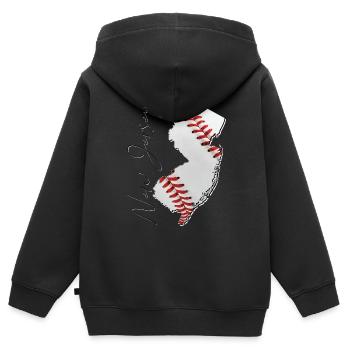 New Jersey (USA) | echter Baseball | Landkarte Sct - Kinder Premium Organic Zip Hoodie - Schwarz - Hinten - AI Model Kid Male (0cm)