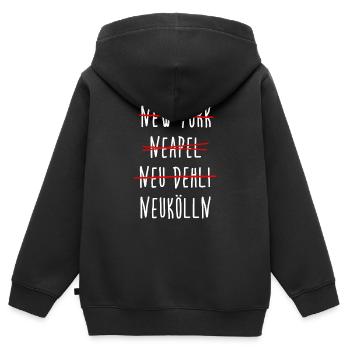 Neukölln Berlin Streichliste - Kinder Premium Organic Zip Hoodie - Schwarz - Hinten - AI Model Kid Male (0cm)