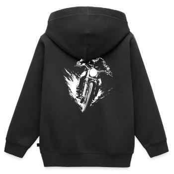 Motard Motard Motocross - Sweat Premium à capuche zippé enfant bio - noir - Dos - AI Model Kid Male (0cm)