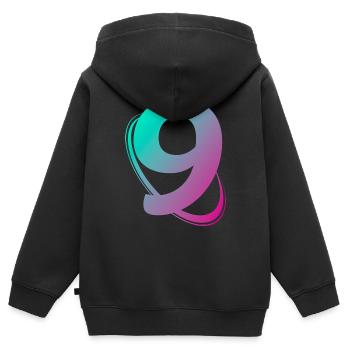 Nummer 9 mehrfarbig - Kinder Premium Organic Zip Hoodie - Schwarz - Hinten - AI Model Kid Male (0cm)