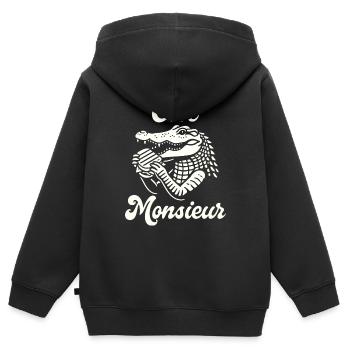 Croque Monsieur Crocodile Croc Monsieur French - Kids Premium Organic Zip-up Hoodie - black - Back - AI Model Kid Male (0cm)