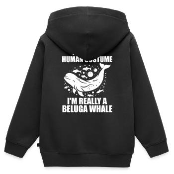 Beluga Whale Women Men Animal Beluga Whale Lover - Sweat Premium à capuche zippé enfant bio - noir - Dos - AI Model Kid Male (0cm)
