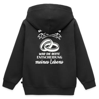 Marrying my husband was the best decision - Kids Premium Organic Zip-up Hoodie - black - Back - AI Model Kid Male (0cm)