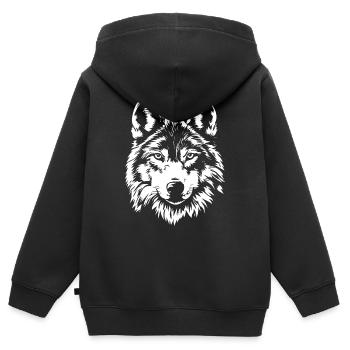 Visage de loup - Sweat Premium à capuche zippé enfant bio - noir - Dos - AI Model Kid Male (0cm)