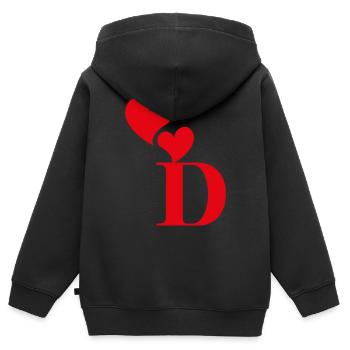 Roter Herz-Buchstabe - Kinder Premium Organic Zip Hoodie - Schwarz - Hinten - AI Model Kid Male (0cm)