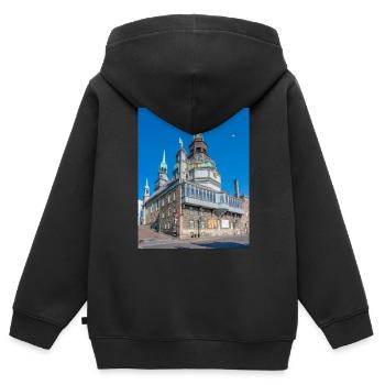 Chapelle Notre-Dame de Bon Secours, Montréal, Québec - Sweat Premium à capuche zippé enfant bio - noir - Dos - AI Model Kid Male (0cm)