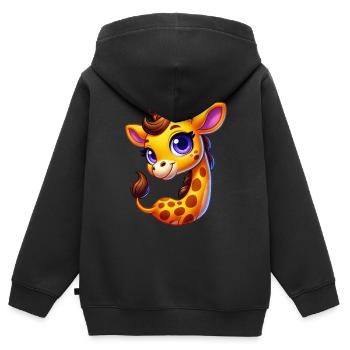 Pixar-Style Cartoon Giraffe - Kinder Premium Organic Zip Hoodie - Schwarz - Hinten - AI Model Kid Male (0cm)