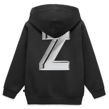 Chrome ,, Z " Métallisé - Sweat Premium à capuche zippé enfant bio - noir - Dos - AI Model Kid Male (0cm)