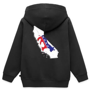 Democrat Flag in California State Map - Kids Premium Organic Zip-up Hoodie - black - Back - AI Model Kid Male (0cm)