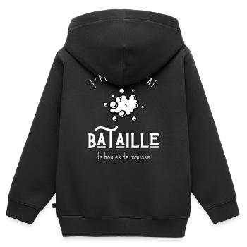J’peux pas j’ai bataille de boules de mousse - Sweat Premium à capuche zippé enfant bio - noir - Dos - AI Model Kid Male (0cm)