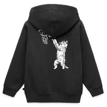 Cat Basketball Dunking - Kids Premium Organic Zip-up Hoodie - black - Back - AI Model Kid Male (0cm)