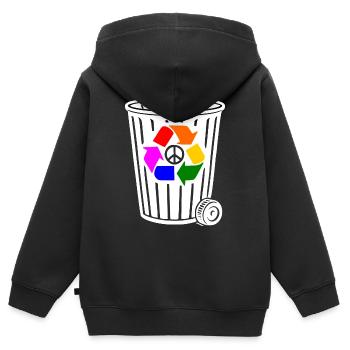 Peace Recycling Peacezeichen - Kinder Premium Organic Zip Hoodie - Schwarz - Hinten - AI Model Kid Male (0cm)