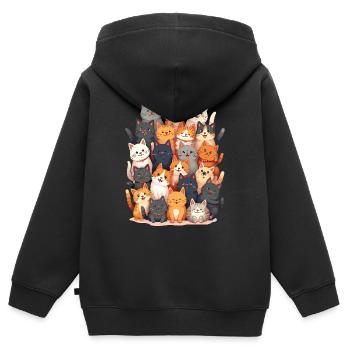 Glückliche Katzenfamilie - Kinder Premium Organic Zip Hoodie - Schwarz - Hinten - AI Model Kid Male (0cm)