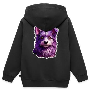 Niedlicher Hund im modernen Design - Kinder Premium Organic Zip Hoodie - Schwarz - Hinten - AI Model Kid Male (0cm)