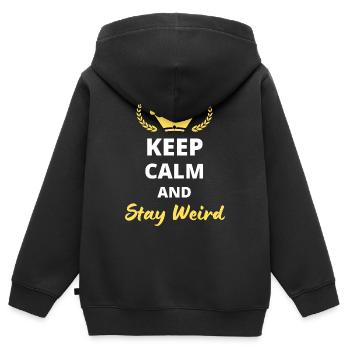 Keep Calm and Stay Weird - Sweat Premium à capuche zippé enfant bio - noir - Dos - AI Model Kid Male (0cm)