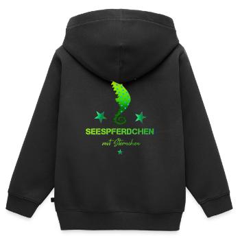 Hippocampe avec insigne de natation astérisque - Sweat Premium à capuche zippé enfant bio - noir - Dos - AI Model Kid Male (0cm)