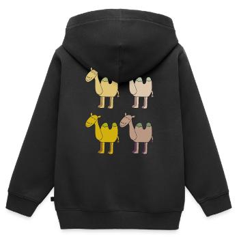 Camel herd colorful - Kids Premium Organic Zip-up Hoodie - black - Back - AI Model Kid Male (0cm)