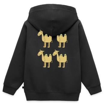kamel herde - Kinder Premium Organic Zip Hoodie - Schwarz - Hinten - AI Model Kid Male (0cm)