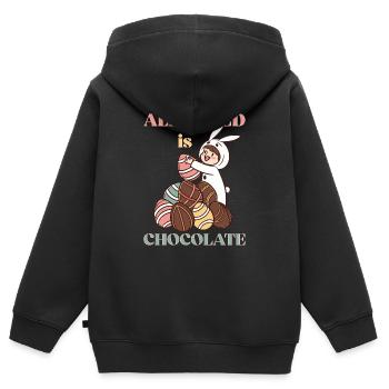 All I Need Is Chocolate – Funny Easter Bunny - Kids Premium Organic Zip-up Hoodie - black - Back - AI Model Kid Male (0cm)