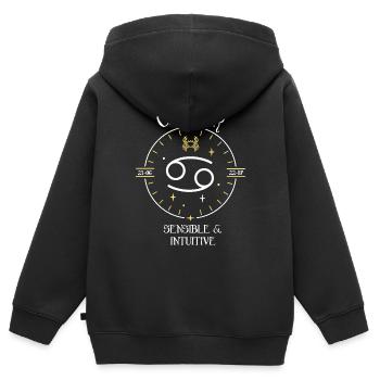 Du signe du Cancer - Sensible et intuitive - Sweat Premium à capuche zippé enfant bio - noir - Dos - AI Model Kid Male (0cm)
