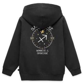 Du signe du Sagittaire - Honnête et spontané - Sweat Premium à capuche zippé enfant bio - noir - Dos - AI Model Kid Male (0cm)
