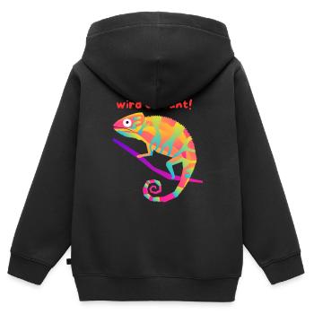 Jetzt wird es bunt - Chamaleon - Kinder Premium Organic Zip Hoodie - Schwarz - Hinten - AI Model Kid Male (0cm)