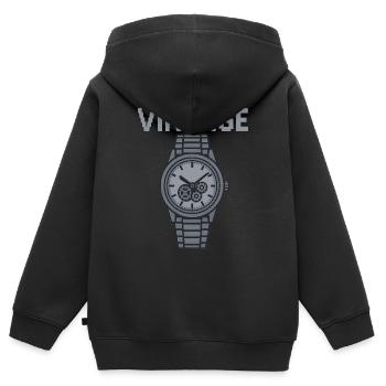 Eine silberfarbene Vintage-Uhr versprüht Flair - Kinder Premium Organic Zip Hoodie - Schwarz - Hinten - AI Model Kid Male (0cm)