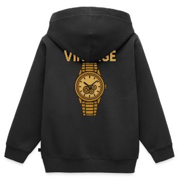 Goldene Retro-Armbanduhr mit mechanischem Werk - Kinder Premium Organic Zip Hoodie - Schwarz - Hinten - AI Model Kid Male (0cm)