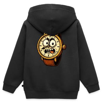 Eine Comic Armbanduhr die sauer schaut - Kinder Premium Organic Zip Hoodie - Schwarz - Hinten - AI Model Kid Male (0cm)