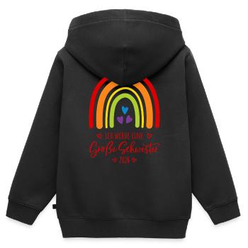 Ich werde eine große Schwester 2026 - Kinder Premium Organic Zip Hoodie - Schwarz - Hinten - AI Model Kid Male (0cm)