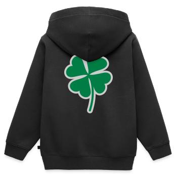 Trèfle Chanceux - Sweat Premium à capuche zippé enfant bio - noir - Dos - AI Model Kid Male (0cm)