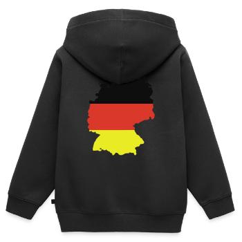 Deutschland - Kinder Premium Organic Zip Hoodie - Schwarz - Hinten - AI Model Kid Male (0cm)