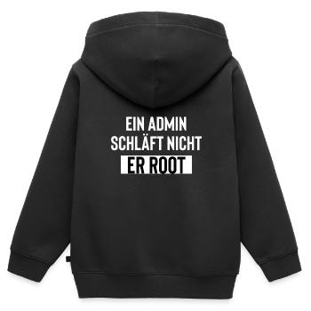 Ein Admin schläft nicht er root - Kinder Premium Organic Zip Hoodie - Schwarz - Hinten - AI Model Kid Male (0cm)