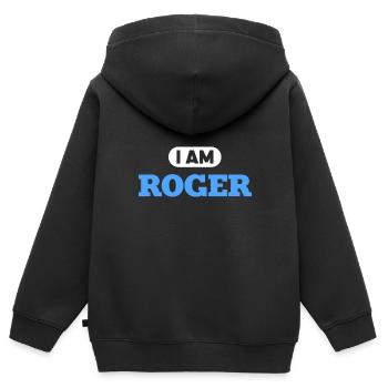 Roger Name Saying für stolze Rogers - Kinder Premium Organic Zip Hoodie - Schwarz - Hinten - AI Model Kid Male (0cm)