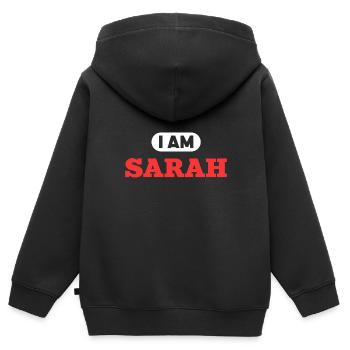 Sarah Name Spruch für stolze Sarah - Kinder Premium Organic Zip Hoodie - Schwarz - Hinten - AI Model Kid Male (0cm)