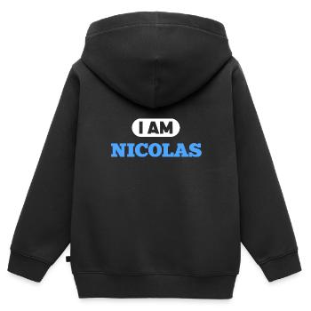 Nicolas Name Spruch für stolze Nicolas - Kinder Premium Organic Zip Hoodie - Schwarz - Hinten - AI Model Kid Male (0cm)