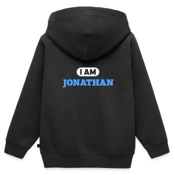 Jonathan Name Sprichwort für stolze Jonathans - Kinder Premium Organic Zip Hoodie - Schwarz - Hinten - AI Model Kid Male (0cm)