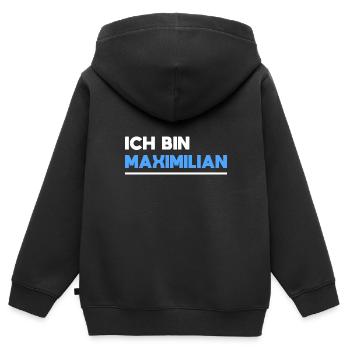 Maximilian Name Spruch für stolze Maximilians - Kinder Premium Organic Zip Hoodie - Schwarz - Hinten - AI Model Kid Male (0cm)