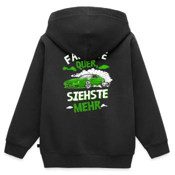 Fährste Quer siehste Mehr - Kinder Premium Organic Zip Hoodie - Schwarz - Hinten - AI Model Kid Male (0cm)