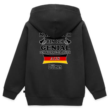 Geschenk Genial komme aus Dülmen - Kinder Premium Organic Zip Hoodie - Schwarz - Hinten - AI Model Kid Male (0cm)