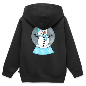 Schneekugel Schneemann - Kinder Premium Organic Zip Hoodie - Schwarz - Hinten - AI Model Kid Male (0cm)