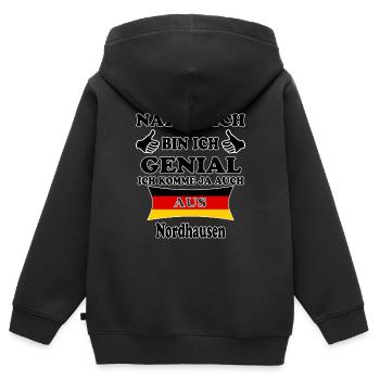 Geschenk Genial komme aus Nordhausen - Kinder Premium Organic Zip Hoodie - Schwarz - Hinten - AI Model Kid Male (0cm)