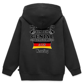 Geschenk Genial komme aus Wesseling - Kinder Premium Organic Zip Hoodie - Schwarz - Hinten - AI Model Kid Male (0cm)