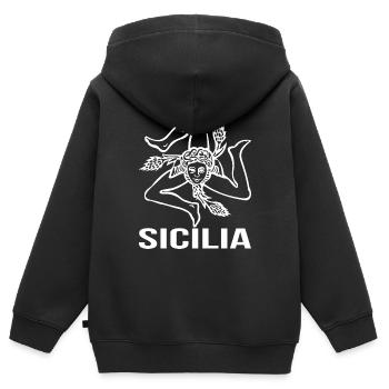 SICILIA sicilian Sizilien Siciliana italy - Kinder Premium Organic Zip Hoodie - Schwarz - Hinten - AI Model Kid Male (0cm)