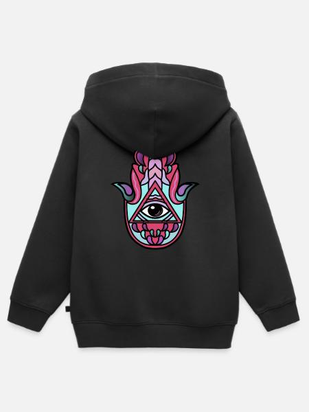 Hamsa Hand Geschenk Idee - Kinder Premium Organic Zip Hoodie - Schwarz