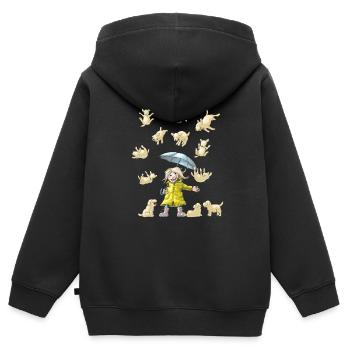 RainingDogs - Kinder Premium Organic Zip Hoodie - Schwarz - Hinten - AI Model Kid Male (0cm)