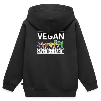 Vegetarian - Kids Premium Organic Zip-up Hoodie - black - Back - AI Model Kid Male (0cm)