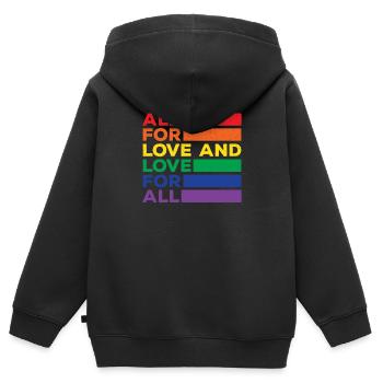 lgBT - Kinder Premium Organic Zip Hoodie - Schwarz - Hinten - AI Model Kid Male (0cm)
